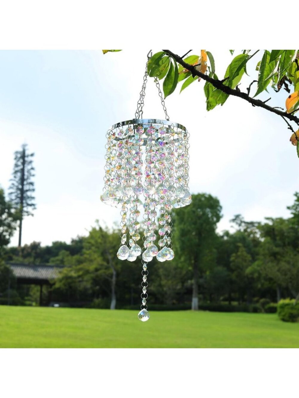 Crystal Chandelier Suncatchers with Prisms & Beads - Garden Wind Chimes Decor